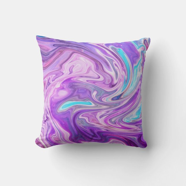 pink blue and purple swirls pillow (Front)