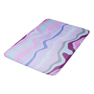 Pink, Blue and Purple Wavy Stripes Bath Mat
