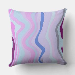 Pink, Blue and Purple Wavy Stripes Cushion