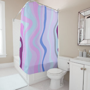 Pink, Blue and Purple Wavy Stripes Shower Curtain