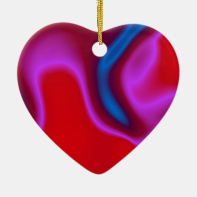 pink blue and red heart ornament (Front)