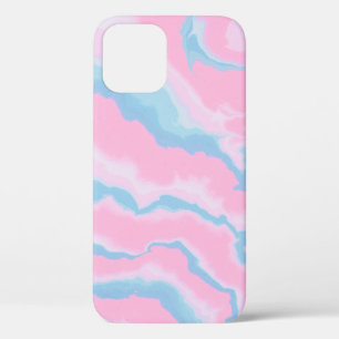 PINK BLUE AND WHITE ABSTRACT ART iPhone 12 CASE
