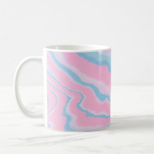 PINK BLUE AND WHITE ABSTRACT ART COFFEE MUG