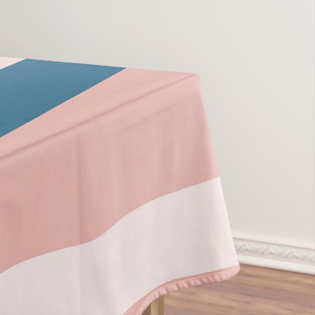 Pink Blue and White Abstract   Tablecloth (In Situ)