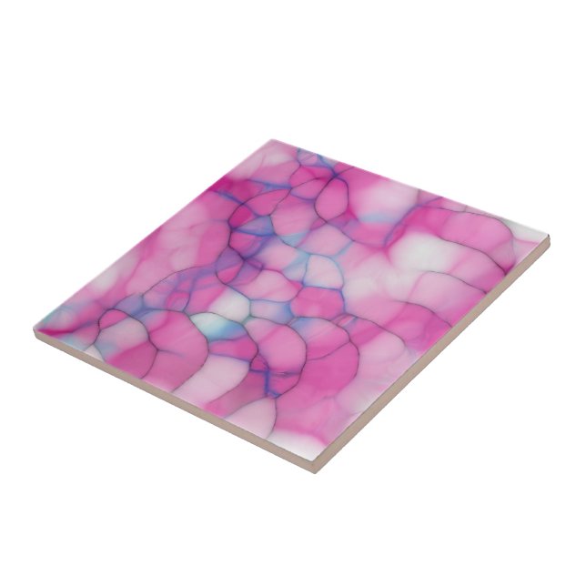 Pink Blue and White Abstract   Tile (Side)