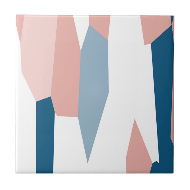 Pink Blue and White Abstract   Tile (Front)