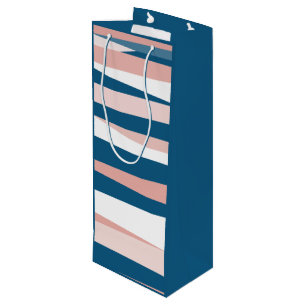 Pink Blue and White Abstract   Wine Gift Bag