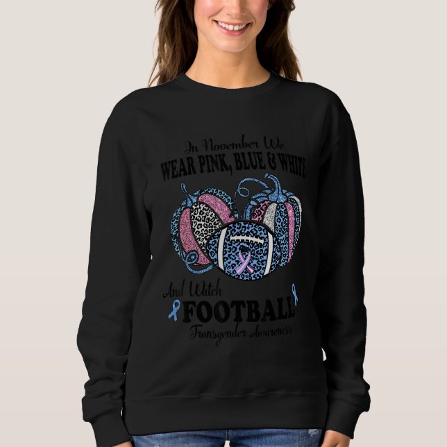Pink Blue and White Leopard Football Transgender A Sweatshirt (Front)