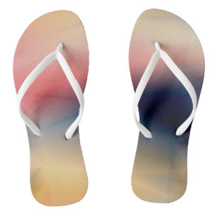 Pink Blue and yellow abstract Jandals