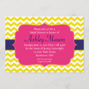 Pink, Blue and Yellow Chevron Shower Invitation