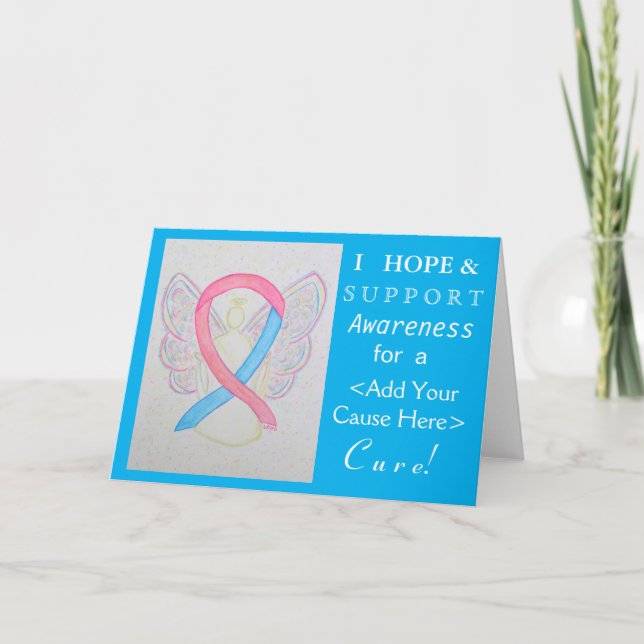 Pink & Blue Awareness Ribbon Custom Cause Cards (Front)