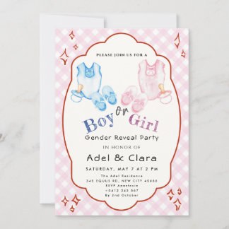 Pink & Blue Baby Shoes Theme Invitation