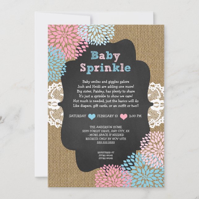 Pink Blue Baby Sprinkle Invitation (Front)