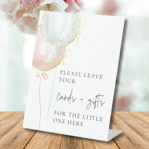Pink & Blue Balloon Gender Reveal cards + gifts Pedestal Sign