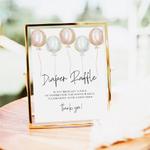 Pink & Blue Balloon Gender Reveal Diaper Raffle Poster