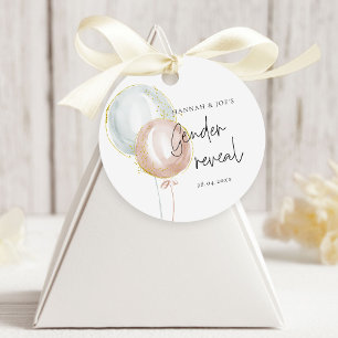 Pink & Blue Balloon Gender Reveal Favour Party Tags
