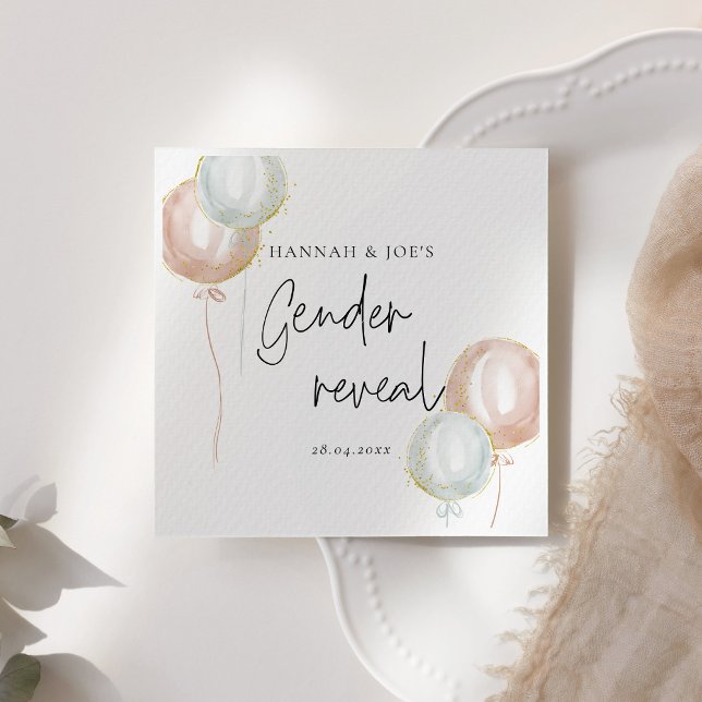 Pink & Blue Balloon Gender Reveal Team Boy Napkin (Creator Uploaded)