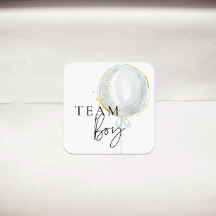 Pink & Blue Balloon Gender Reveal Team Boy Square Sticker
