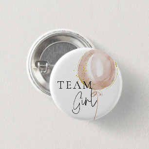 Pink & Blue Balloon Gender Reveal Team Girl 3 Cm Round Badge