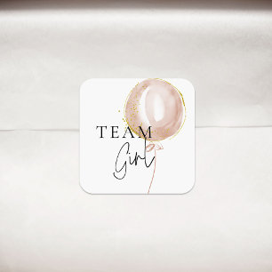Pink & Blue Balloon Gender Reveal Team Girl Square Sticker