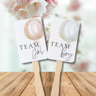 Pink & Blue Balloon Gender Reveal voting paddles Hand Fan