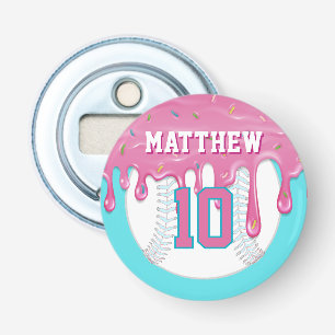 Pink & Blue Baseball Drip Bottle Opener