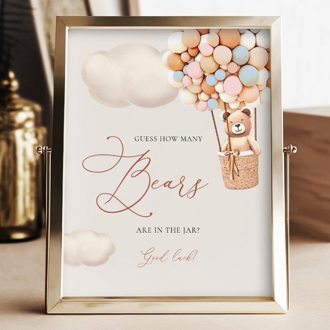 Pink Blue Bear Balloons Guess How Many Bears Sign (Creator Uploaded)