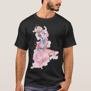 Pink Blue Betta Fish Watercolor Effect T-Shirt