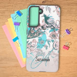 Pink Blue Bird and Floral Pattern Custom Monogram Samsung Galaxy Case<br><div class="desc">This design features a pink and blue bird and floral pattern. The template text offers the opportunity for a name, monogram or both. Personalise the text fields, remove any or all text or edit using the design tool to select a font style, size, and colour you like. You can also...</div>