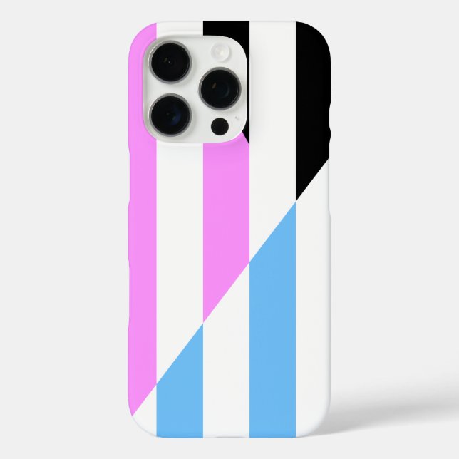 Pink, Blue, Black and White Stripes Case-Mate iPhone Case (Back)