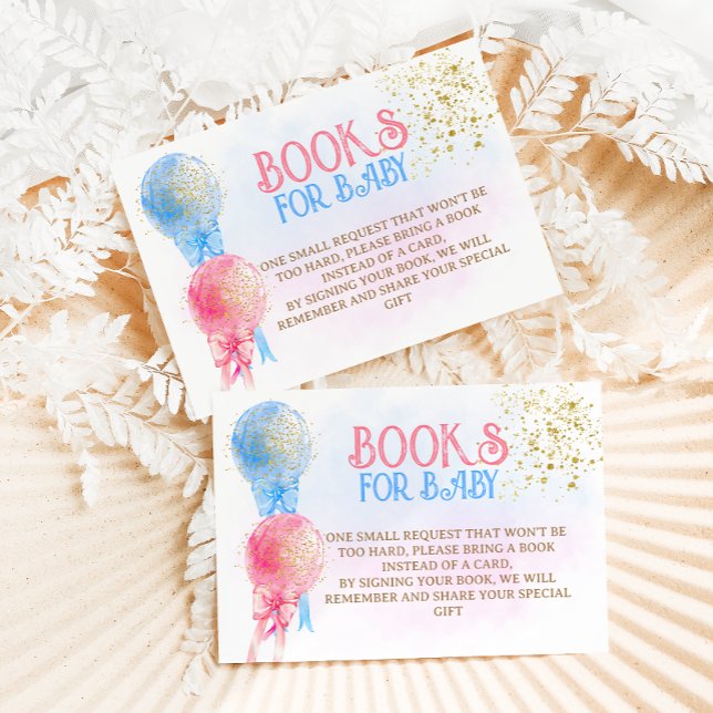 Pink Blue Books for Baby Gender Reveal Shower  Enclosure Card (Creator Uploaded)