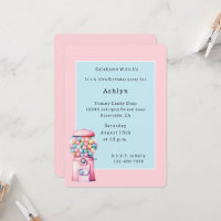 Pink Blue Bubble Gum Whimsical Birthday