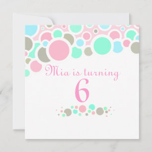 Pink & Blue Bubbles Birthday Invitation