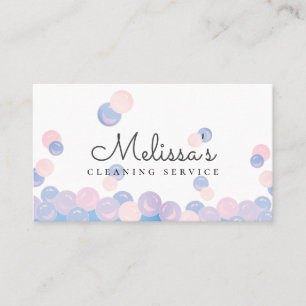 Pink & Blue Bubbles Home Cleaning Service Maid Business Card