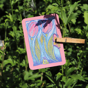 Pink Blue Butterfly Snail Tulips Spring Garden     Business Card