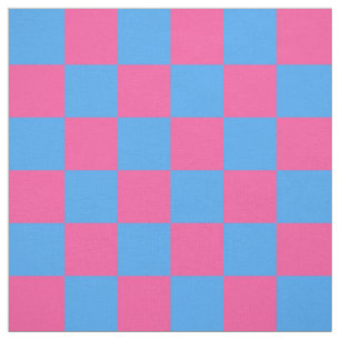 Pink Blue Chequered Check Pattern Fabric