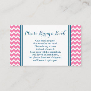 Pink Blue Chevron Baby Shower Book Request Card