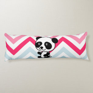 Pink & Blue Chevron Panda Bear Body Pillow