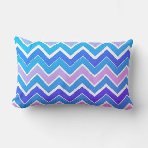 Pink & Blue Chevron Print Lumbar Pillow