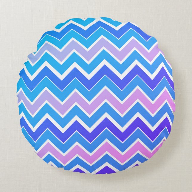 Pink & Blue Chevron Print Throw Pillow (Front)