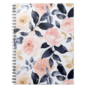 Pink Blue Chic Flowers Notebook