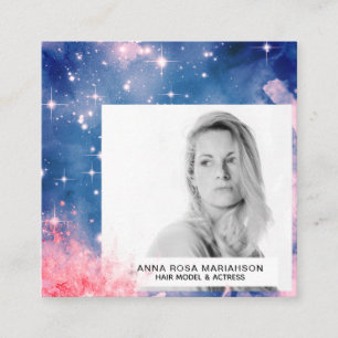*~* Pink Blue Chic Hair Model Actress Stars PHOTO Square Business Card