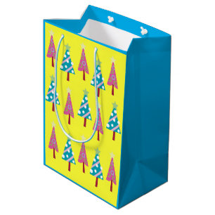 Pink Blue Christmas Trees Gift Bags