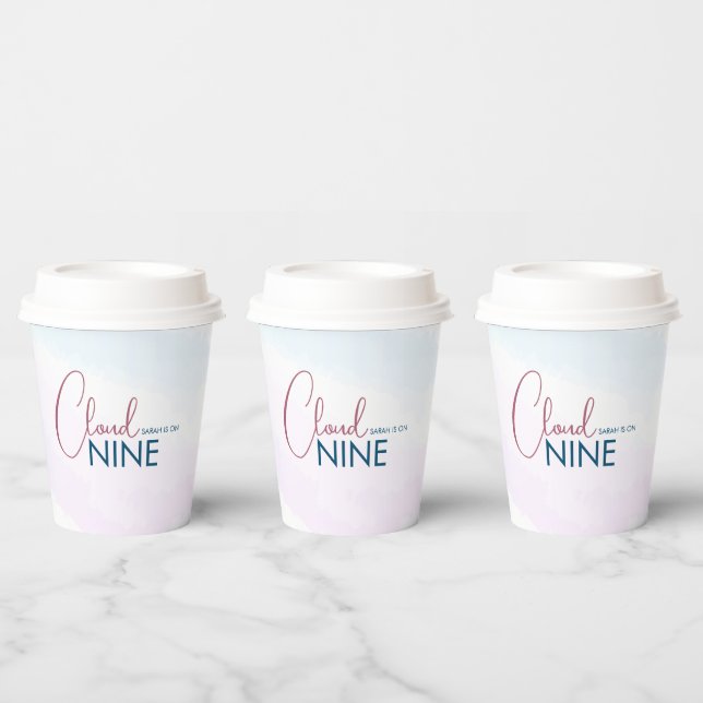 Pink Blue Cloud Nine Modern Bridal Shower Paper Cups (Multi)