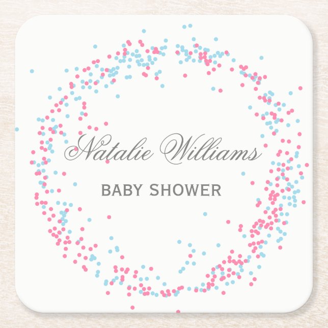 Pink & Blue Confetti - Custom Coaster (Front)