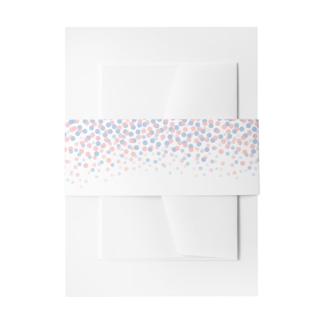 Pink blue confetti dots art wedding belly band invitation belly band (Front Example)