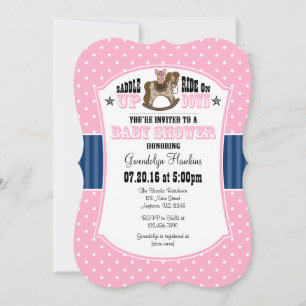 Pink Blue Cowboy Baby Shower Invitation