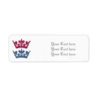 Pink Blue Crown Prince Princess Twins Labels