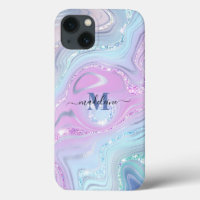 Pink Blue Crystal Marble Iridescent Agate