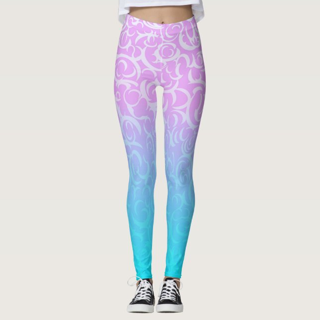 Pink Blue Curves Leggings (Front)